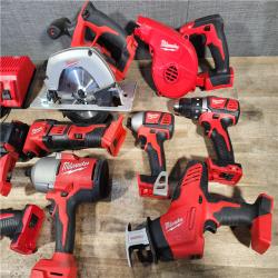 HOUSTON LOCATION - AS-IS MILWAUKEE 9 TOOL COMBO KIT W/ (2) BATTERY & CHARGER