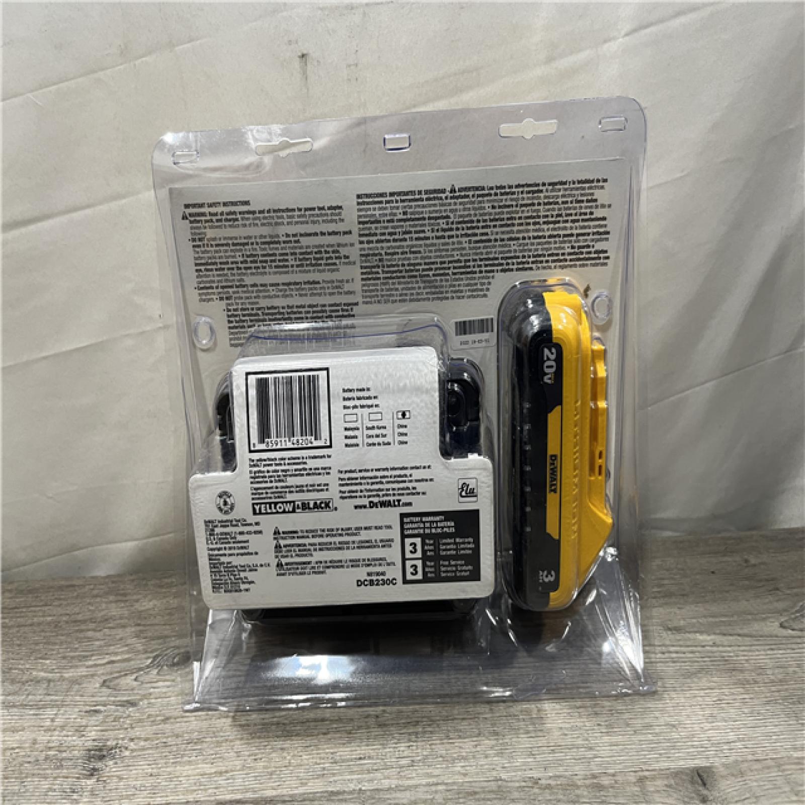NEW - DEWALT 20V MAX Lithium-Ion 3.0Ah Battery with 12V to 20V MAX Charger