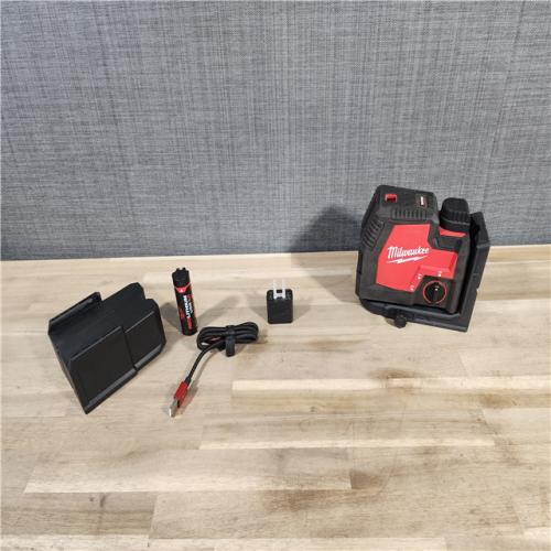 HOUSTON LOCATION - AS-IS Milwaukee-3522-21 Green Beam Laser Cross Line Plumb Point USB Rechargeable