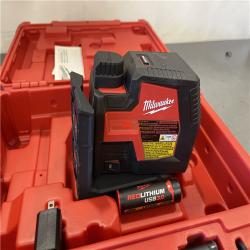 AS-IS - MILWAUKEE 100 Ft. REDLITHIUM Lithium-Ion USB Green Rechargeable Cross Line Laser Level with Charger