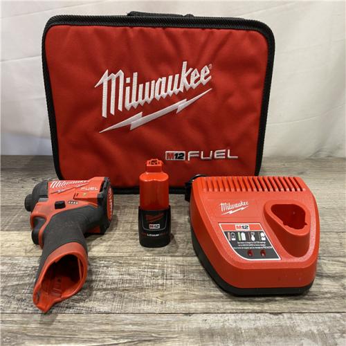 AS-IS Milwaukee FUEL 12-Volt Lithium-Ion Brushless Cordless 1/4 in. Hex Impact Driver Compact Kit