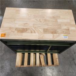 Phoenix Husky Standard-Duty 52 in. W 10-Drawer Matte Army Green Mobile Workbench Cabinet with Solid Wood Top
