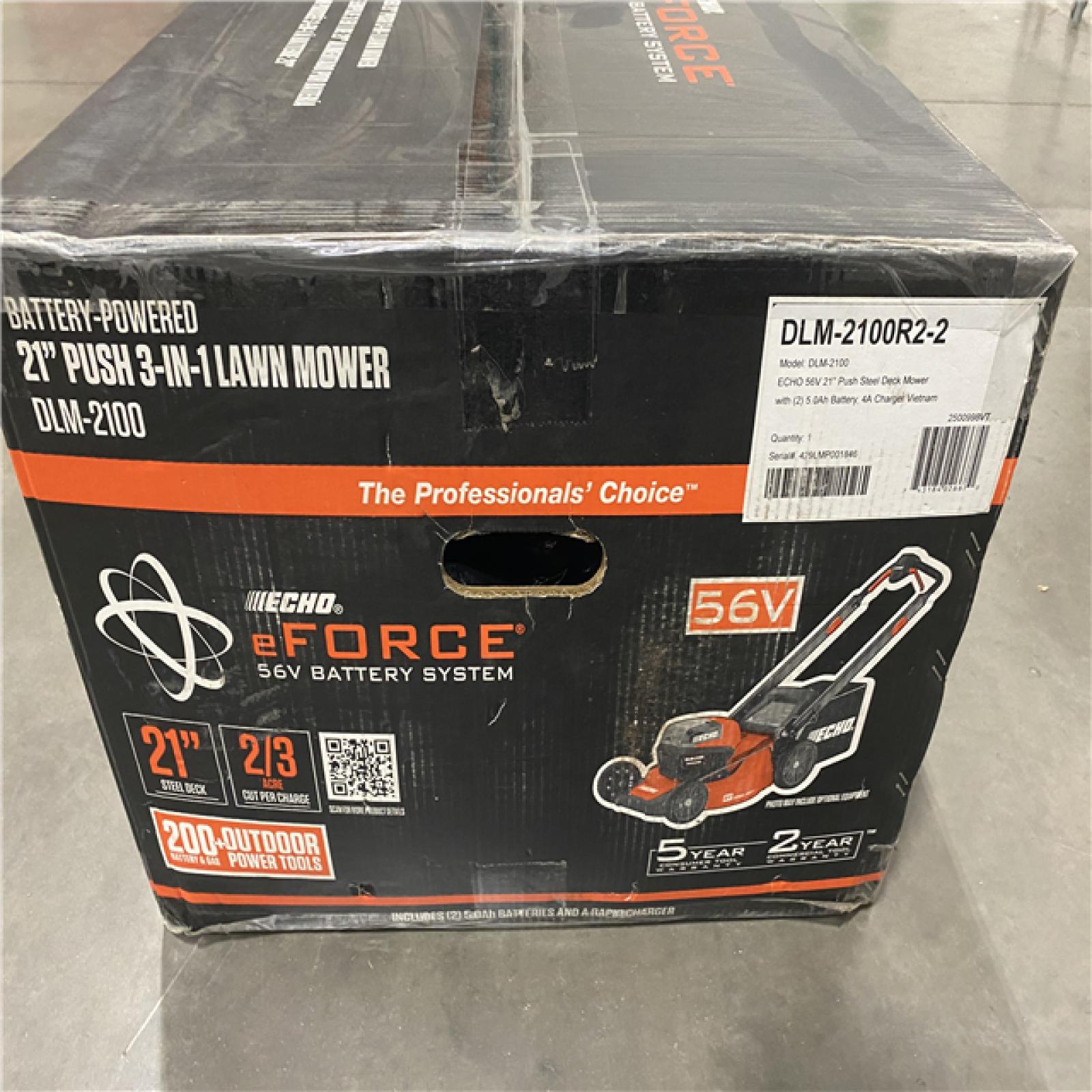 Dallas Location - NEW- ECHO 21 in. 56-Volt Cordless Battery Walk Behind Push Lawn Mower with Two 5.0 Ah Batteries/Rapid Charger