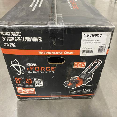 Dallas Location - NEW- ECHO 21 in. 56-Volt Cordless Battery Walk Behind Push Lawn Mower with Two 5.0 Ah Batteries/Rapid Charger