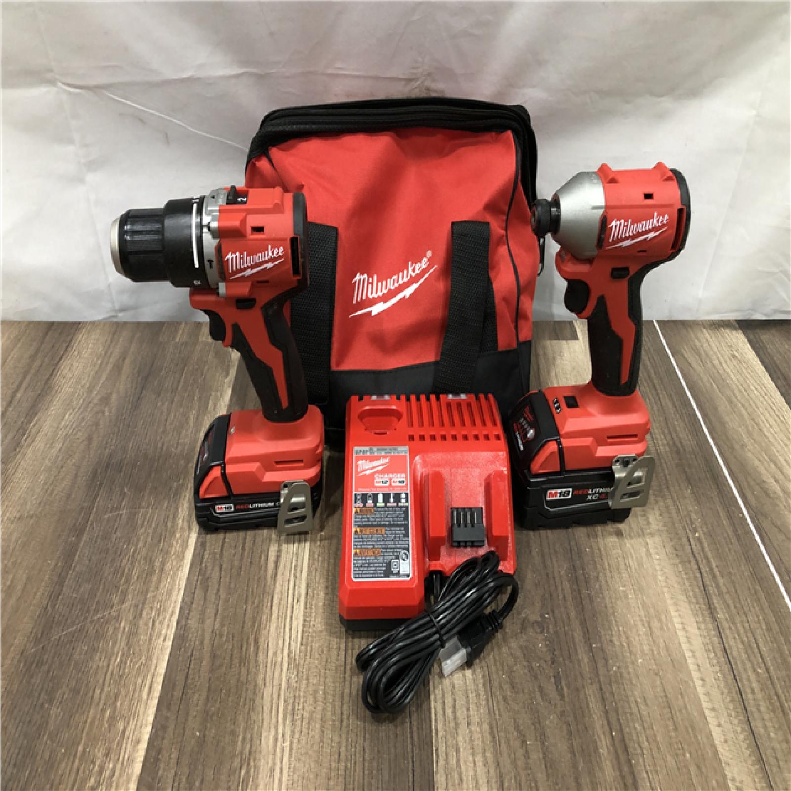 AS-IS Milwaukee 18-Volt Lithium-Ion Brushless Cordless Compact Hammer Drill/Impact Combo Kit