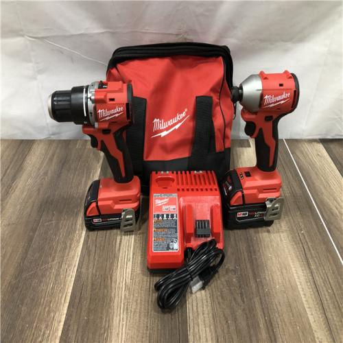 AS-IS Milwaukee 18-Volt Lithium-Ion Brushless Cordless Compact Hammer Drill/Impact Combo Kit