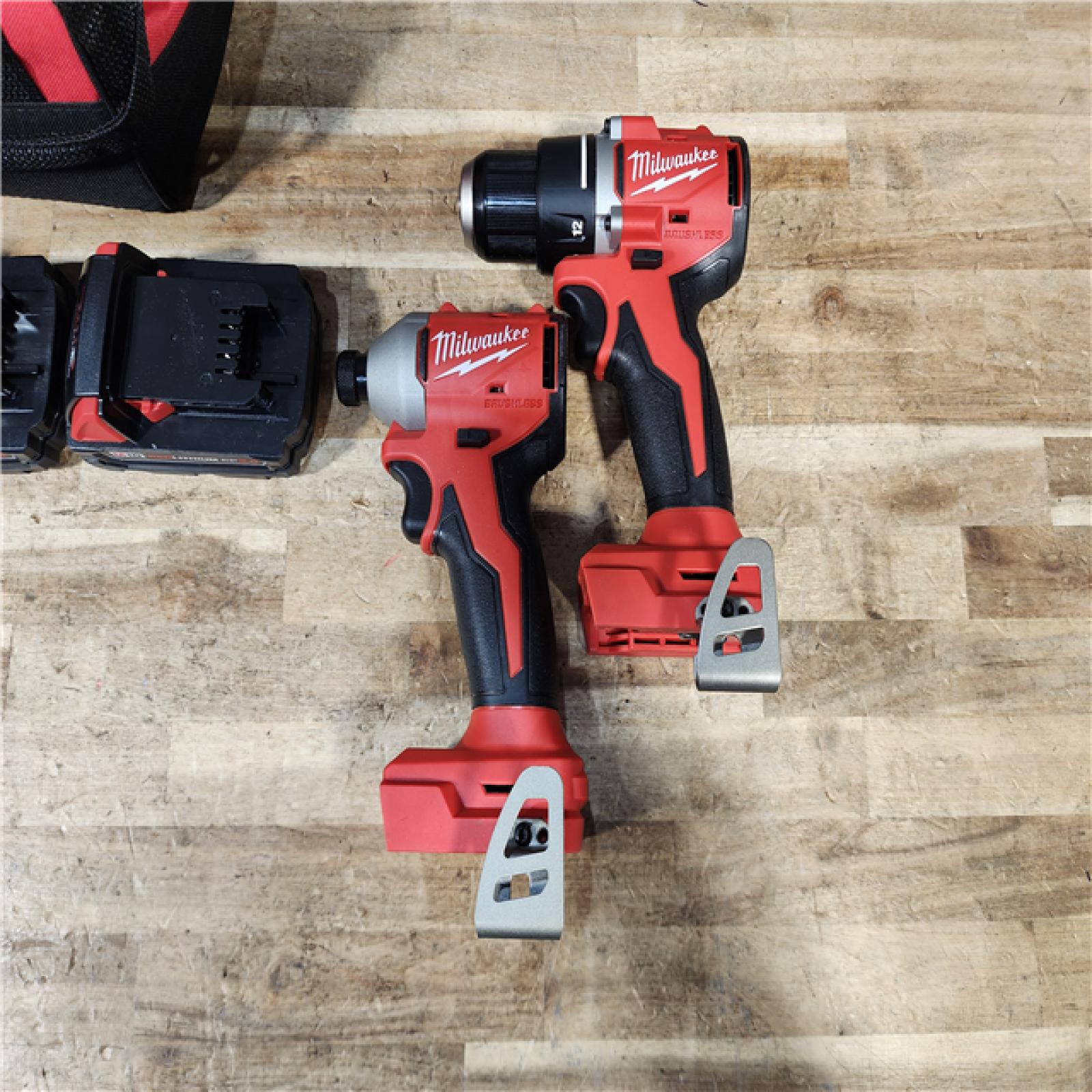 HOUSTON LOCATION - AS - IS Milwaukee 18V Lithium-Ion Brushless Cordless Compact Drill/Impact Combo Kit