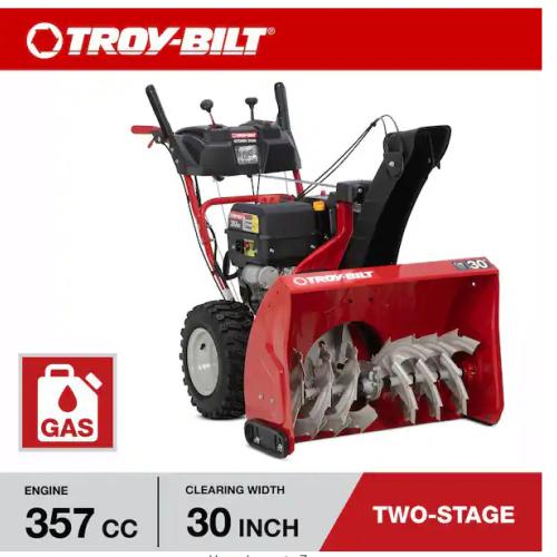DALLAS LOCATION - Troy-Bilt Storm 30 in. 357cc Two-Stage Electric Start Gas Snow Blower with Power Steering and Heated Grips