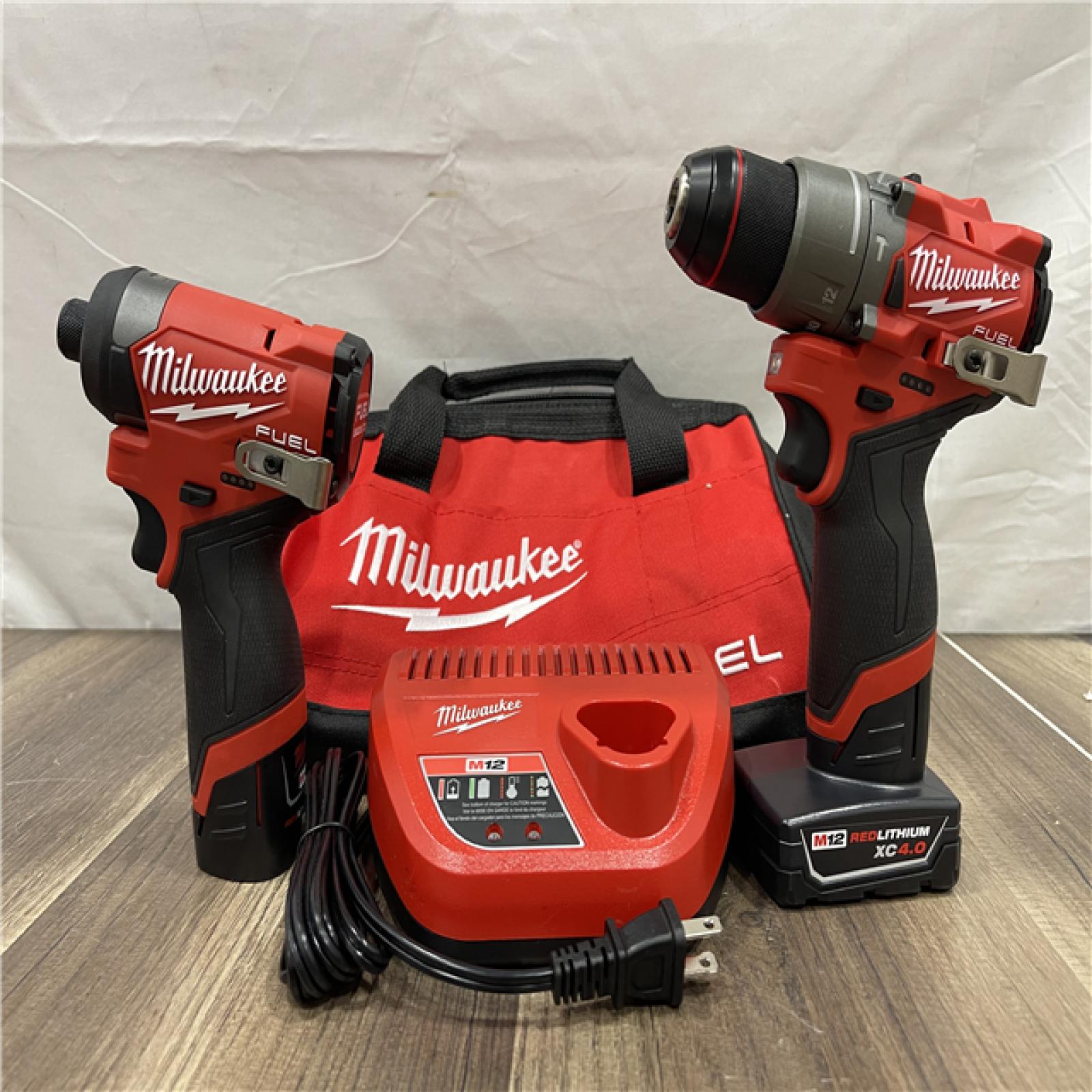 AS-IS Milwaukee FUEL 12-Volt Lithium-Ion Brushless Cordless Hammer Drill and Impact Driver Combo Kit