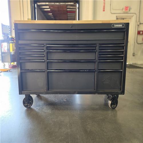 DALLAS LOCATION- AS-IS HUSKY Heavy Duty 61 in. W x 22 in. D 15-Drawer Matte Black Mobile Workbench Cabinet