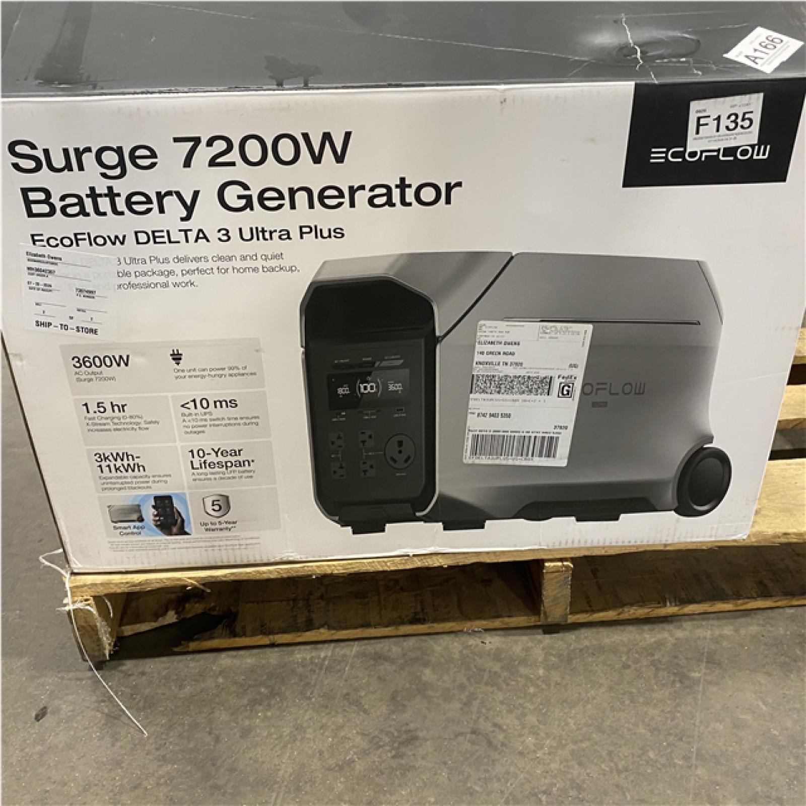 Dallas Location - As-Is DELTA 3 Ultra Plus Solar Generator