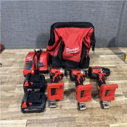 Houston Location AS-IS Milwaukee Drill Driver and Impact Drivers QTY/2 and Batteries QTY/2 with Charger