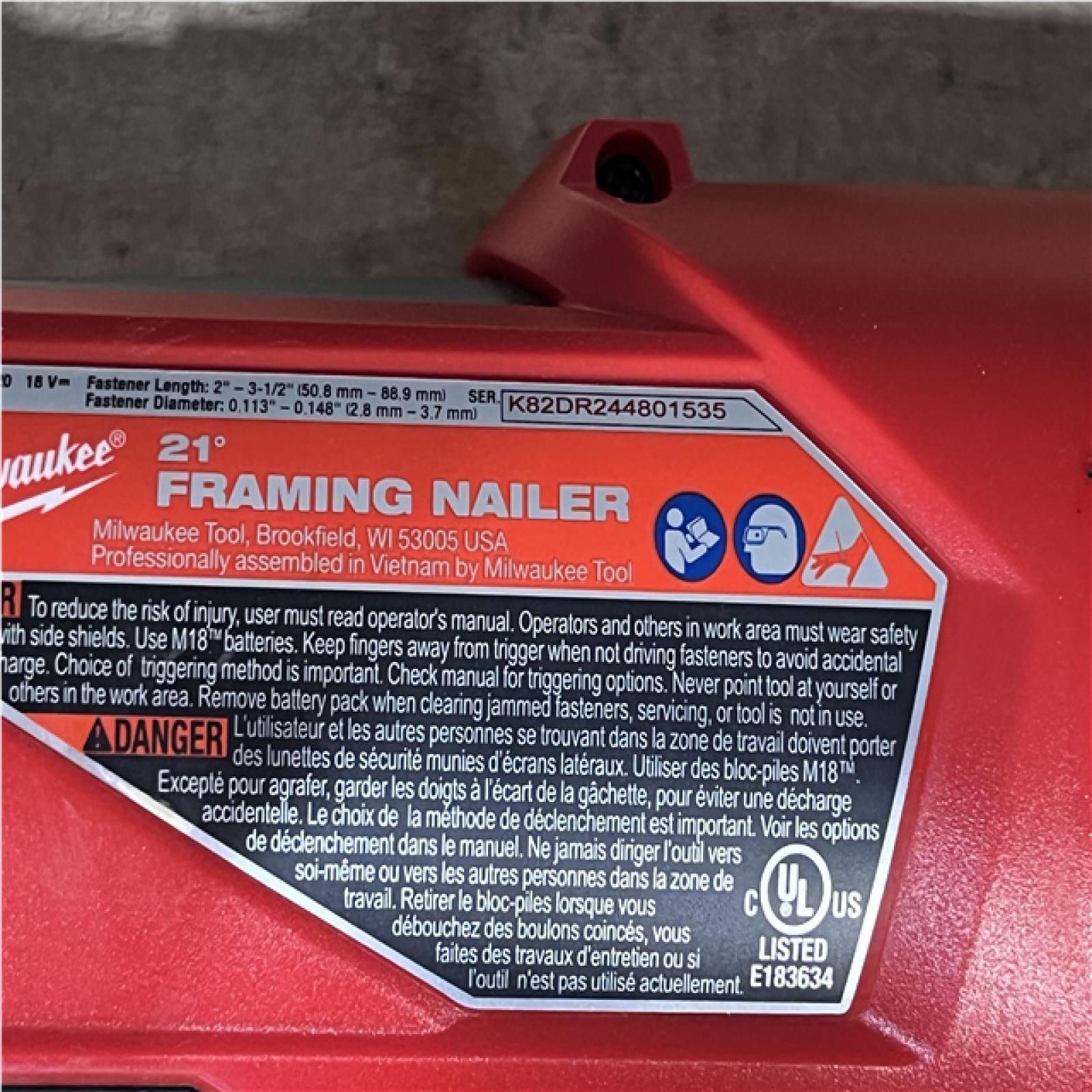 Houston Location AS-IS Milwaukee FUEL 3-1/2 in. 18-Volt 21-Degree Lithium-Ion Brushless Cordless Framing Nailer (Tool-Only)