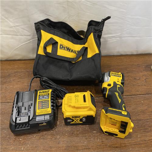 AS-IS DEWALT ATOMIC 20V MAX Lithium-Ion Cordless 1/4 in. Brushless Impact Driver Kit, 5 Ah Battery, Charger, and Bag