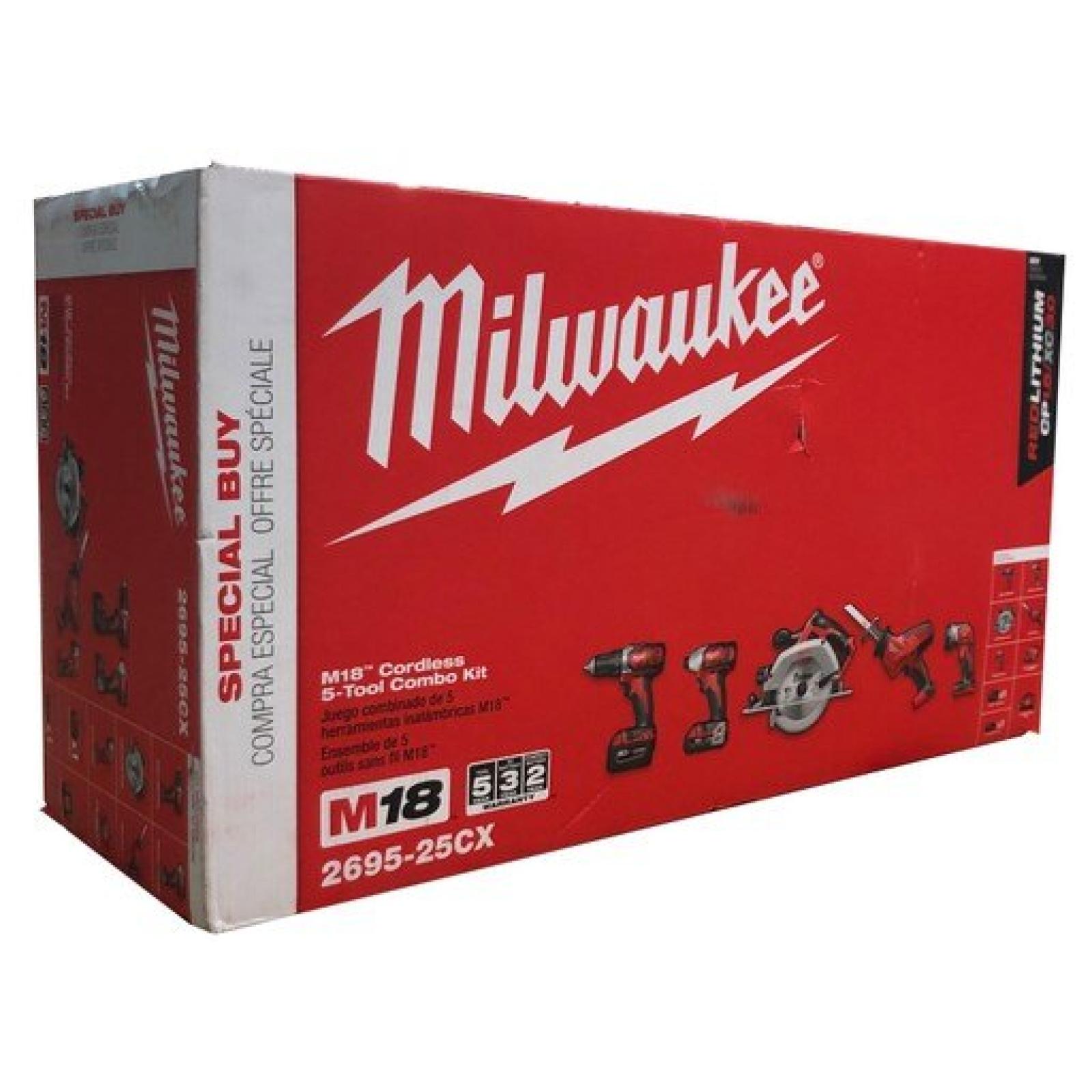 NEW - Milwaukee 18V Lithium-Ion Cordless (5-Tool) Combo Kit
