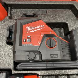 AS-IS Milwaukee 12-Volt Lithium-Ion Cordless Green 250 ft. 3-Plane Laser Level Kit