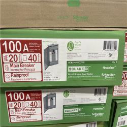 DALLAS LOCATION - Square D Homeline 100 Amp 20-Space 40-Circuit Outdoor Main Breaker PALLET-(12 UNITS)