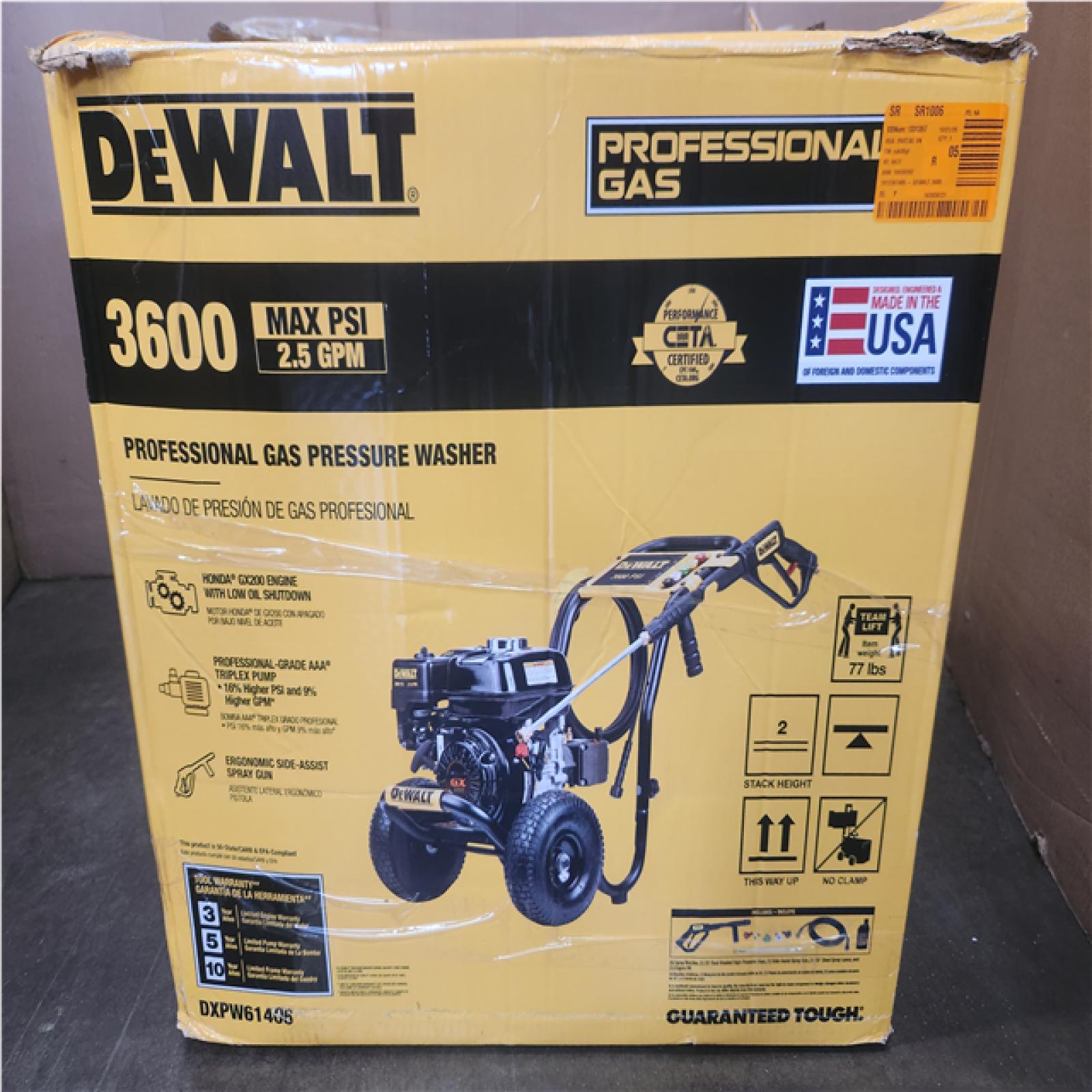 Phoenix LIKE NEW DEWALT 3600 PSI 2.5 GPM Gas Pressure Washer with Honda GX200 Engine, Heavy-Duty Commercial Cold Water Power Cleaner