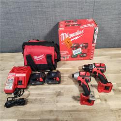 HOUSTON LOCATION - AS-IS Milwaukee M18 18V Cordless Brushed 2 Tool Drill/Driver and Impact Driver Kit