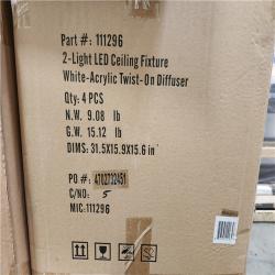 Phoenix Location 2-Light Ceiling Fixture White Acrylic Twist-On Diffuser (4-Per Box) Pallet (18 Boxes Total)