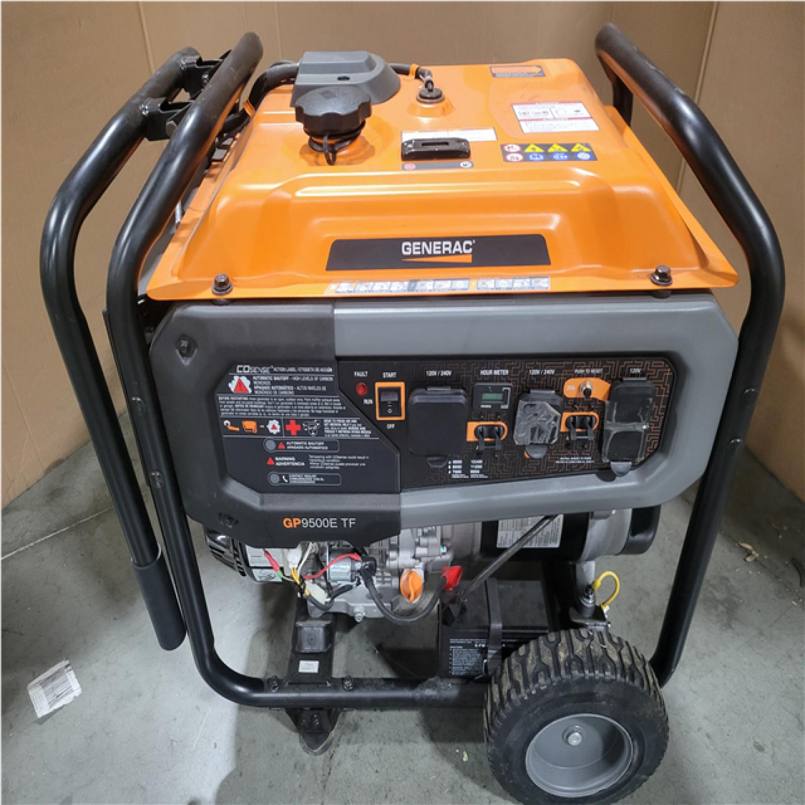 CALIFORNIA AS-IS GENERAC 12 500/9 500-WATT ELECTRIC START TRI-FUEL PORTABLE GENERATOR