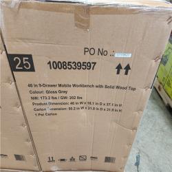 Phoenix NEW Husky Tool Storage 46 in. W Gloss Gray Mobile Workbench 9-Drawer with Solid Wood Top (SEALED)