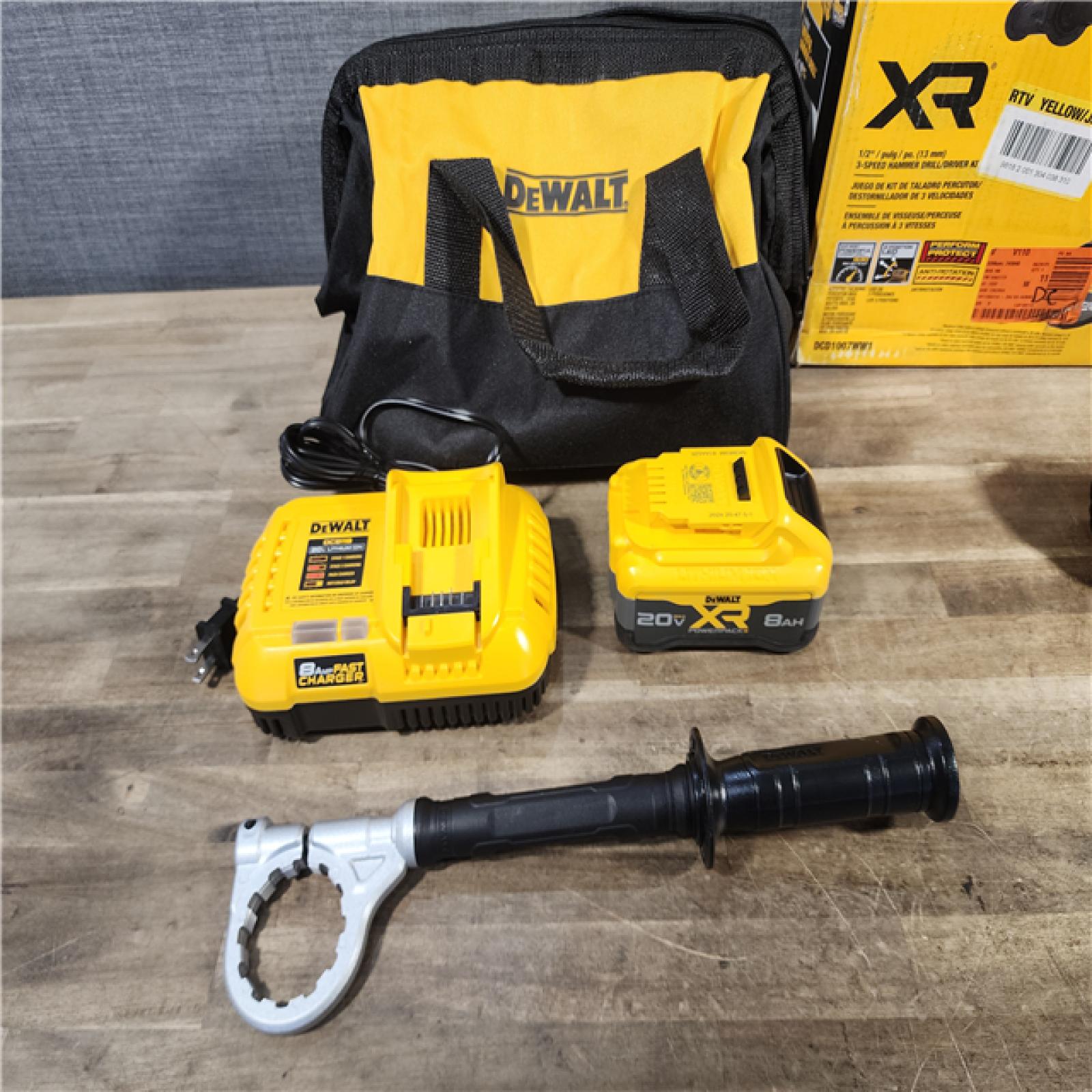 HOUSTON LOCATION - AS-IS DEWALT 20V XR Lithium-Ion Cordless Hammer Drill Kit with 8.0 Ah Battery, Charger and Kit Bag