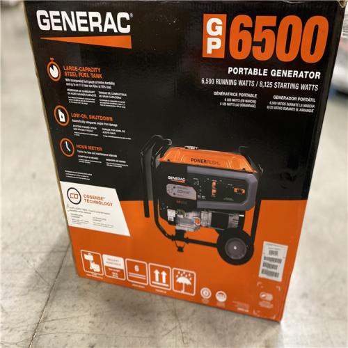 NEW! - GENERAC 6500-Watt Manual Start Gas-Powered Portable Generator with CO-Sense, 50-ST/CSA