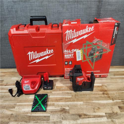 HOUSTON LOCATION - AS-IS Milwaukee 12-Volt Lithium-Ion Cordless Green 250 ft. 3-Plane Laser Level Kit