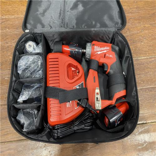 AS-IS Milwaukee M12 FUEL 12V Lithium-Ion Brushless Cordless 4-in-1 Installation 3/8 in. Drill Driver Kit with 4-Tool Heads