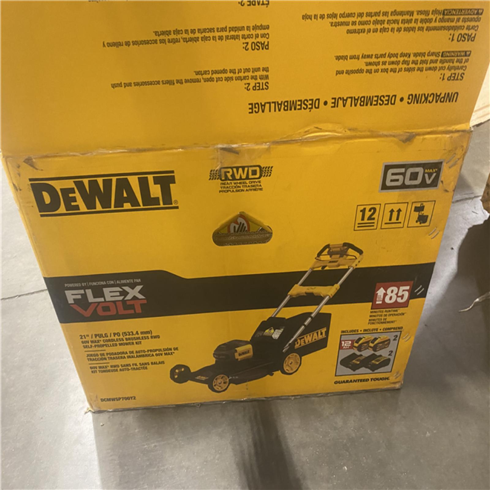 Dallas Location - As-Is FLEXVOLT 2x60V MAX 21 in. Cordless Battery Powered Self Propelled Lawn Mower Kit with 12.0 Ah Batteries and Chargers