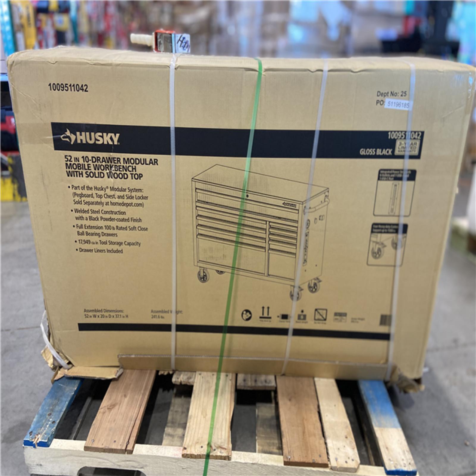 DALLAS LOCATION - Husky Modular Tool Storage 52 in. W x 20 in. D Standard Duty Black Mobile Workbench Cabinet