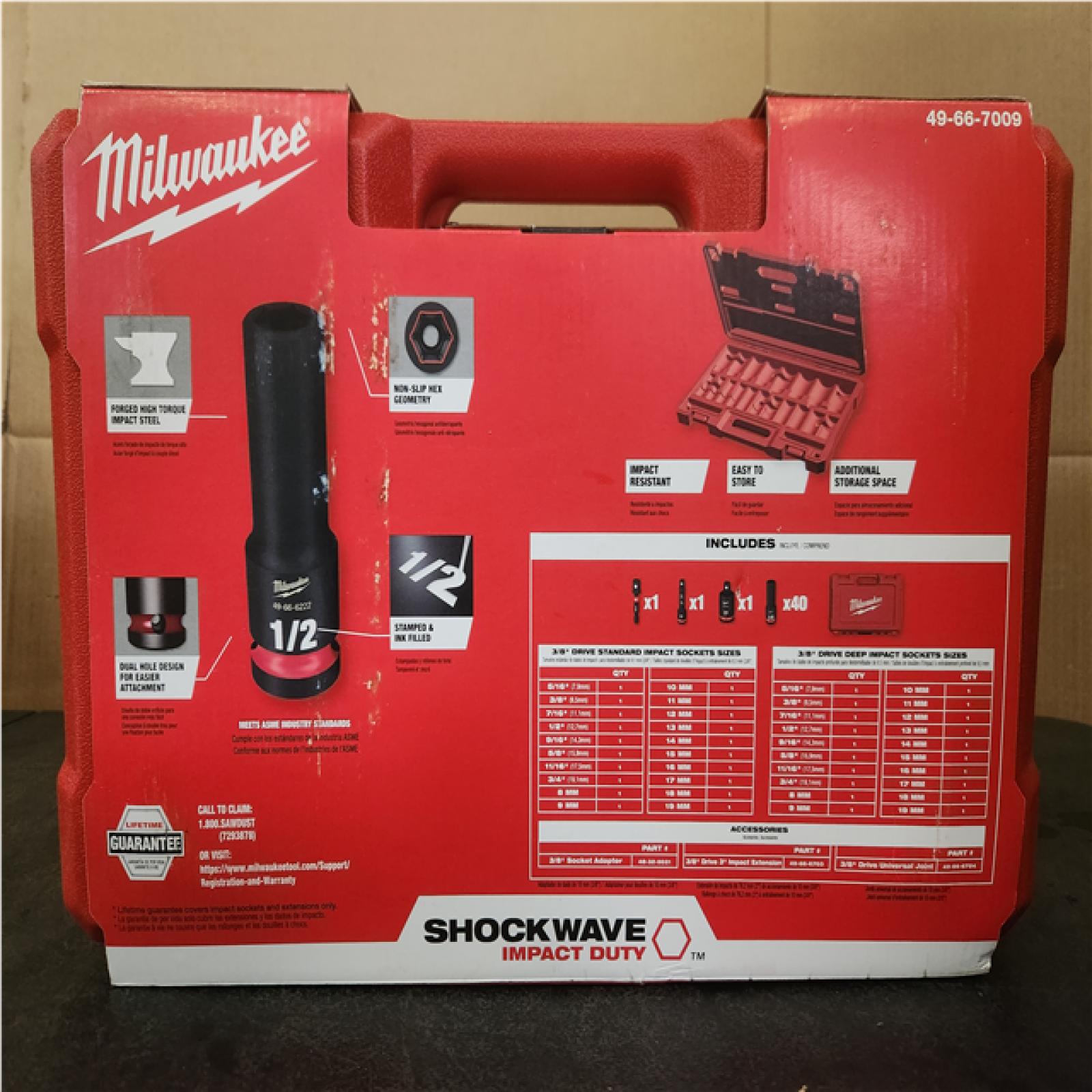 Phoenix SEALED Milwaukee SHOCKWAVE 3/8 in. Drive SAE and Metric 6 Point Impact Socket Set (43-Piece)