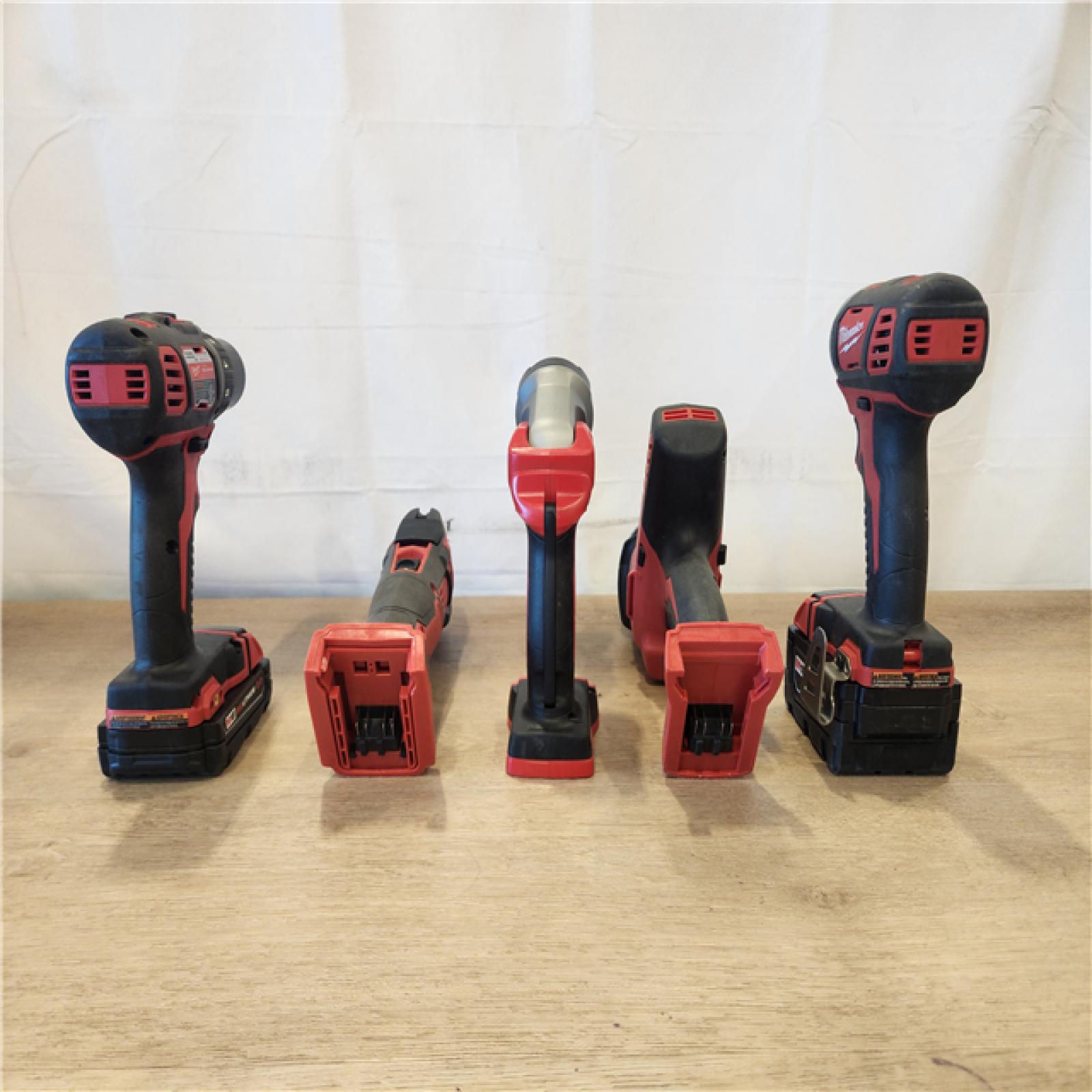 AS-IS- M18 18V Lithium-Ion Cordless Combo Kit (5-Tool) with (2) Batteries  Charger and Tool Bag