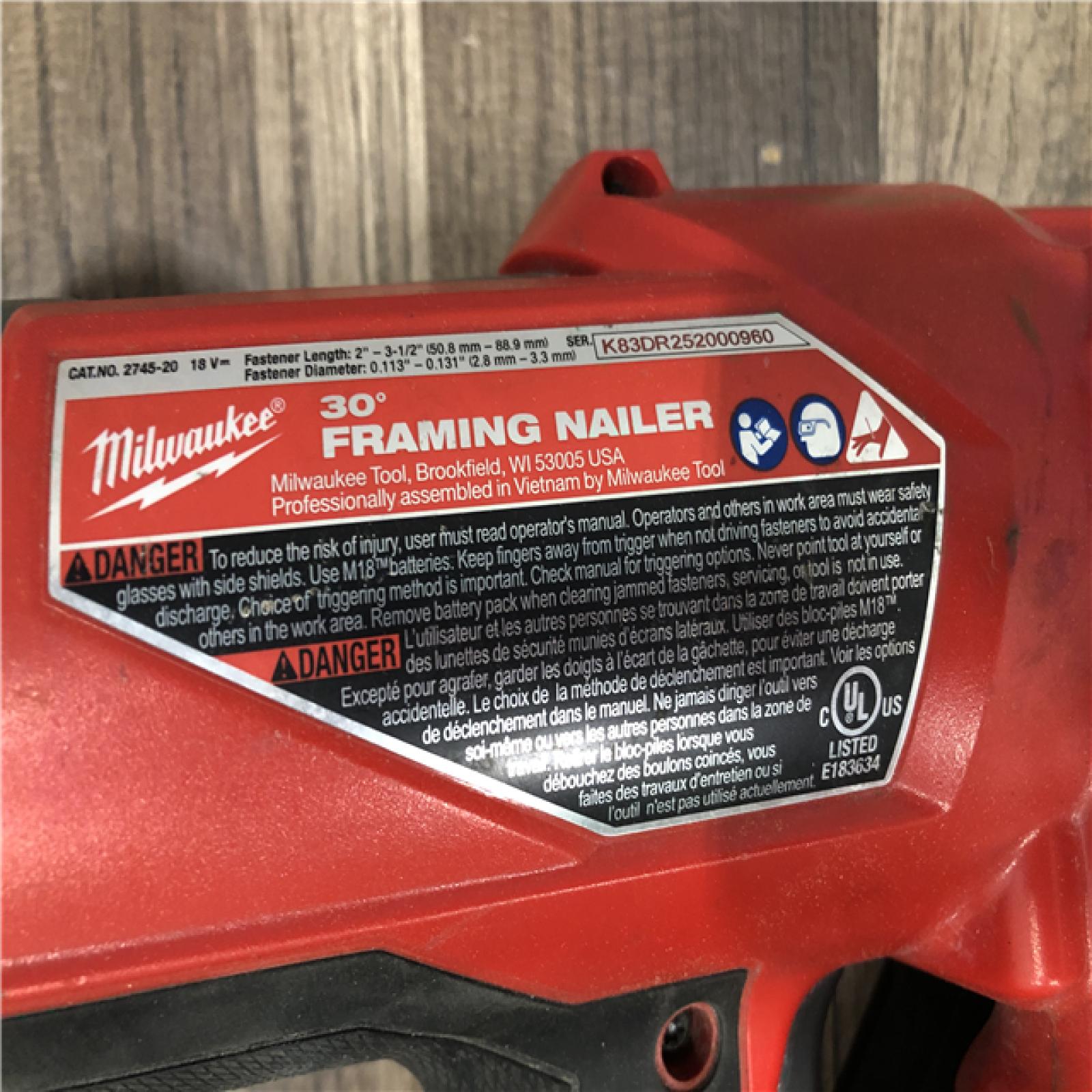 AS-IS Milwaukee FUEL 3-1/2 in. 18-Volt 30-Degree Lithium-Ion Brushless Cordless Framing Nailer (Tool-Only)