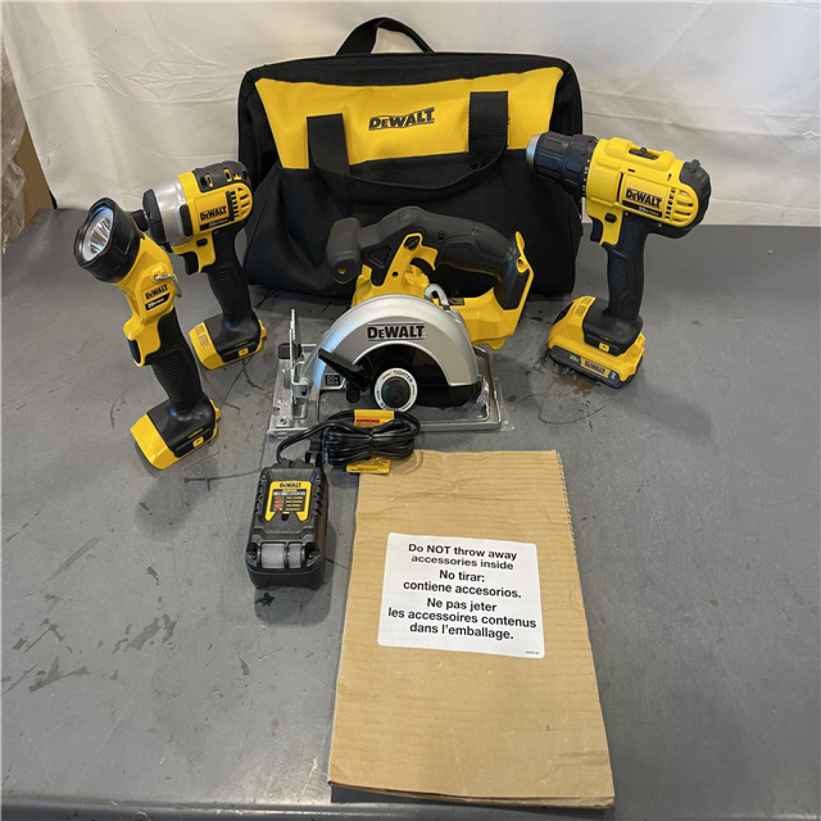 AS-IS - DeWalt 20V MAX 20 Volt Cordless 4 Tool Combo Kit