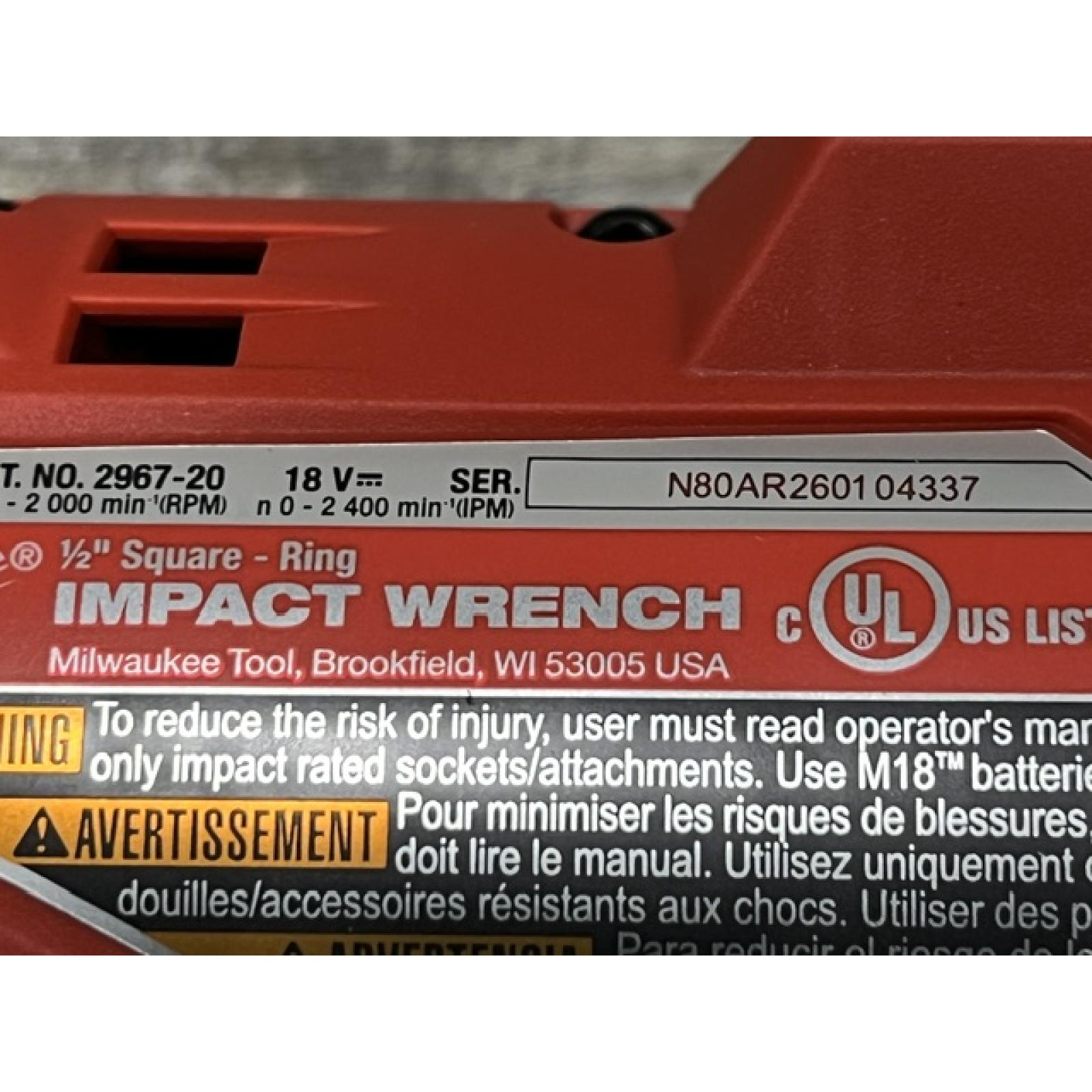 AS-IS Milwaukee FUEL 18V Lithium-Ion Brushless Cordless 1/2 in. Impact Wrench w/Friction Ring Kit