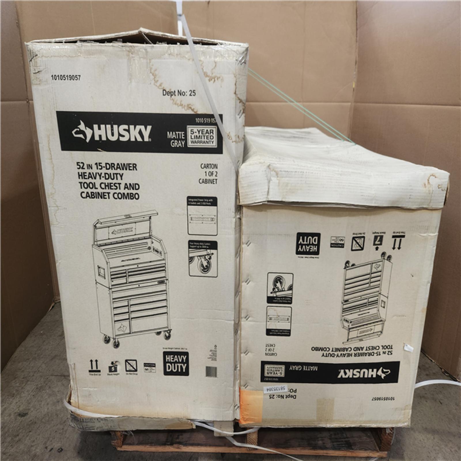 Phoenix NEW Husky Heavy-Duty 52 in. W 15-Drawer Matte Gray Steel Rolling Tool Chest Combo