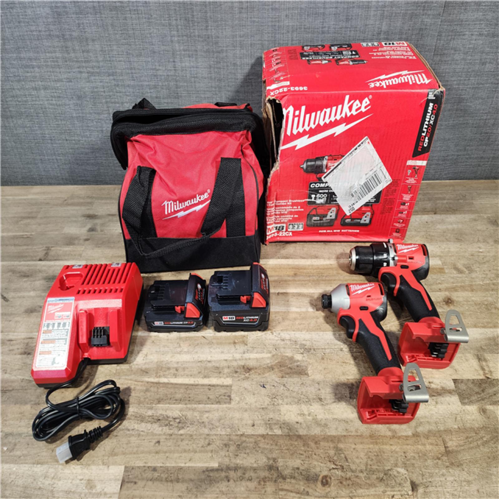 HOUSTON LOCATION - AS-IS Milwaukee 18-Volt Lithium-Ion Brushless Cordless Compact Hammer Drill/Impact Combo Kit