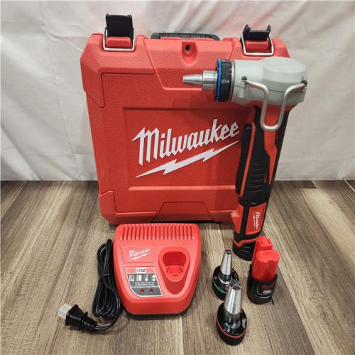 AS-IS- Milwaukee M12 12V Lithium-Ion Cordless PEX Expansion Tool Kit with (2) 1.5 Ah Batteries  (3) Expansion Heads and Hard Case
