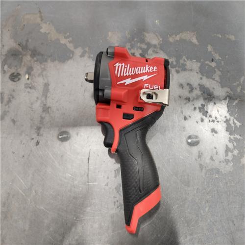 AS-IS- Milwaukee  FUEL 12V Lithium-Ion Brushless Cordless Stubby 3/8 in. Impact Wrench (Tool-Only)
