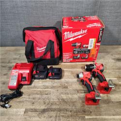 HOUSTON LOCATION - AS-IS M18 18-Volt Lithium-Ion Brushless Cordless Compact Hammer Drill/Impact Combo Kit (2-Tool) with (2) Batteries  Bag