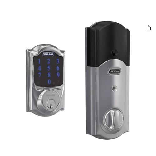 NEW - SCHLAGE BE469ZP CAM 625 Connect Smart Deadbolt With Alarm Inbuilt Camelot Trim In Bright Chrome