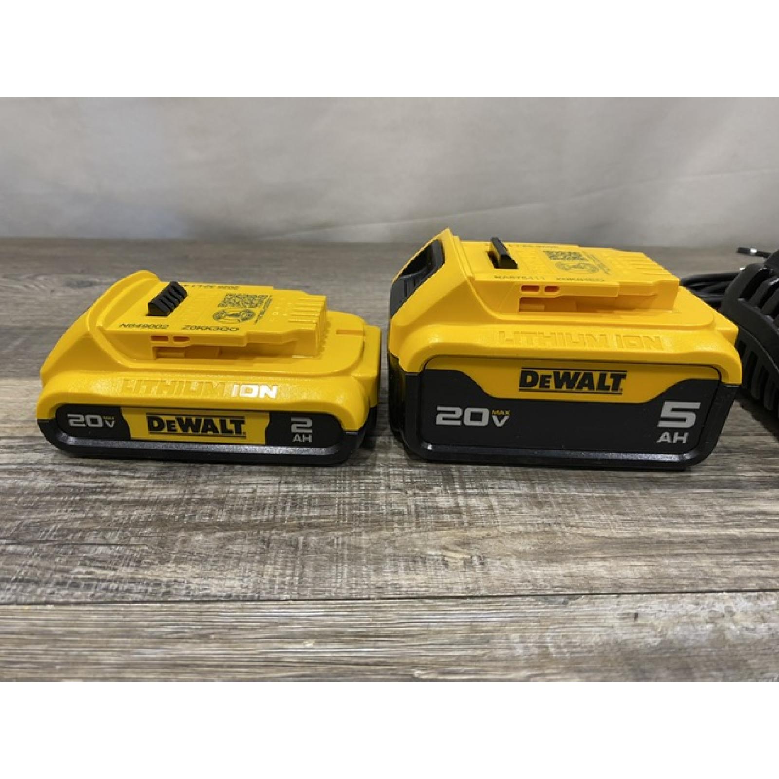 AS-IS DEWALT 20V MAX Lithium-Ion Battery Kit with 5.0Ah and 2.0Ah Battery and Charger