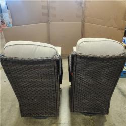 Phoenix moosprr MoonLuxe Brown Wicker Swivel Chair combo (2-Pack)