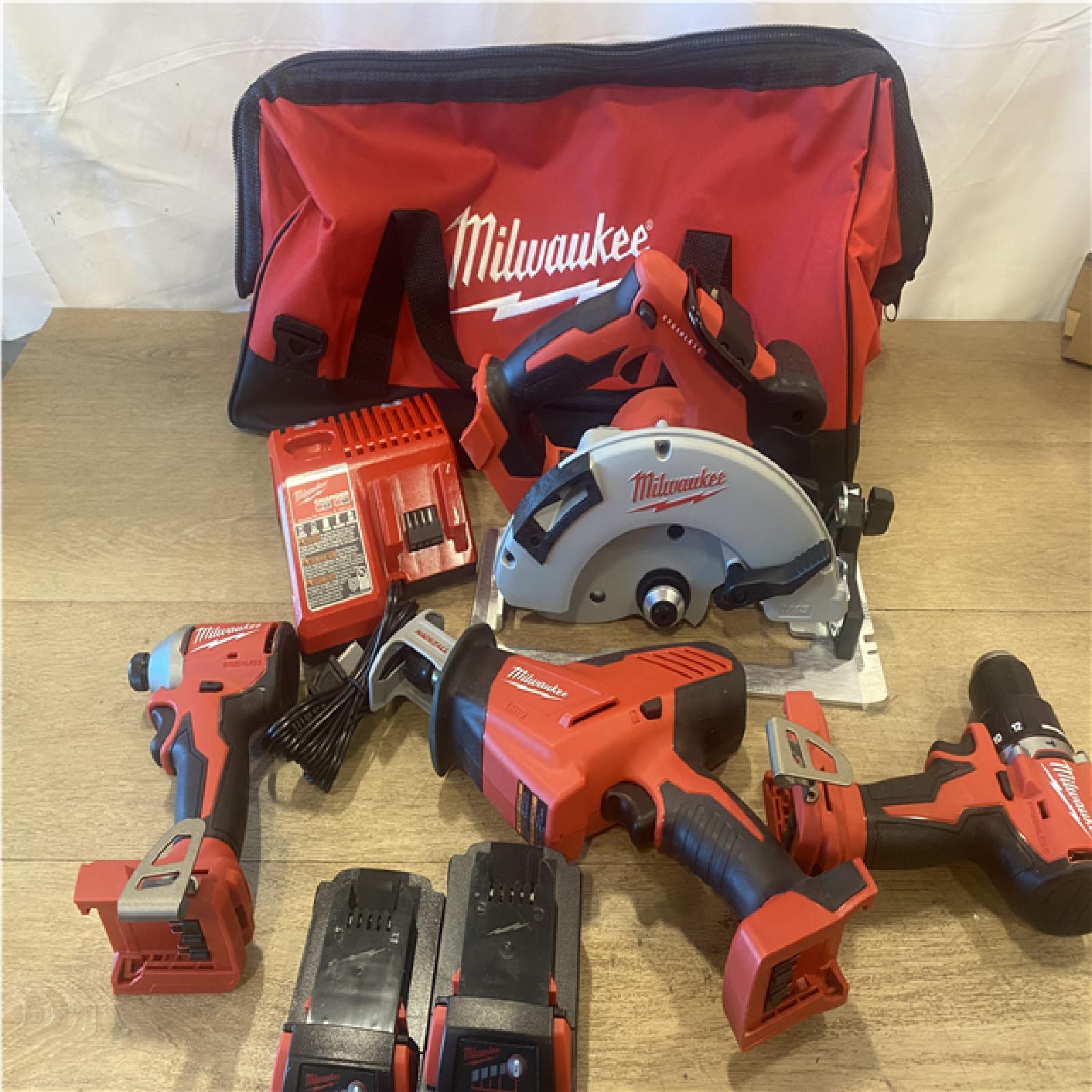 AS-IS Milwaukee 18-Volt Lithium-Ion Brushless Cordless (4-Tool) Combo Kit