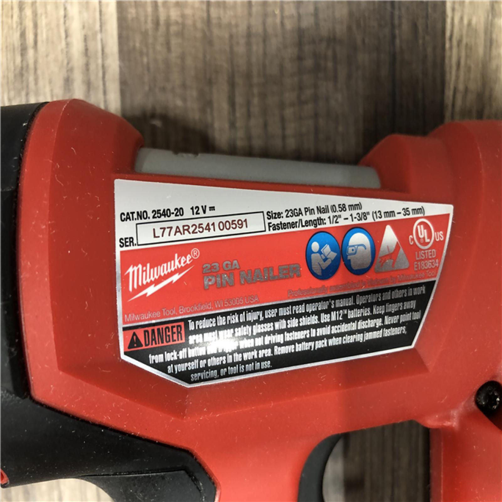 AS-IS Milwaukee 12-Volt 23-Gauge Lithium-Ion Cordless Pin Nailer (Tool-Only)