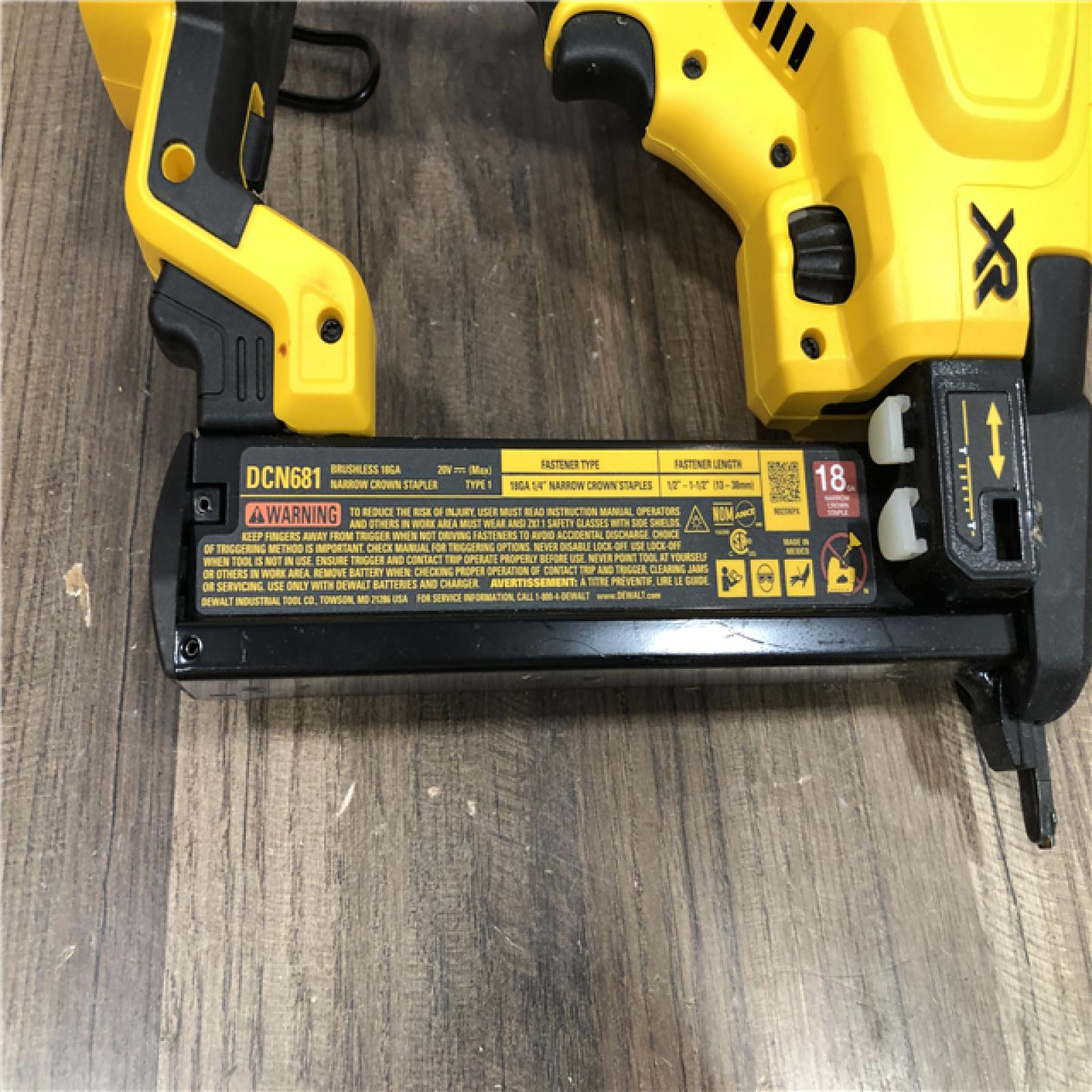 AS-IS DEWALT 20V MAX XR Lithium-Ion Cordless 18-Gauge Narrow Crown Stapler (Tool Only)