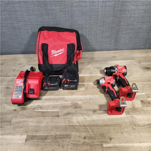 HOUSTON LOCATION - AS-IS M18 18-Volt Lithium-Ion Brushless Cordless Compact Hammer Drill/Impact Combo Kit (2-Tool) with (2) Batteries, Bag