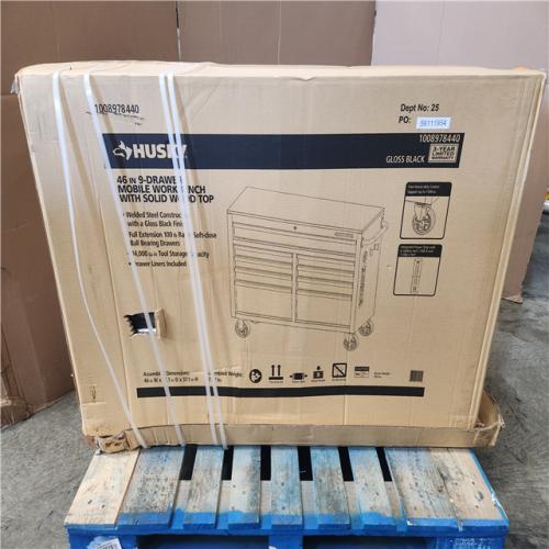 Phoenix NEW Husky Tool Storage 46 in. W x 18 in. D 9-Drawer Mobile Workbench Cabinet in Gloss Black (SEALED)